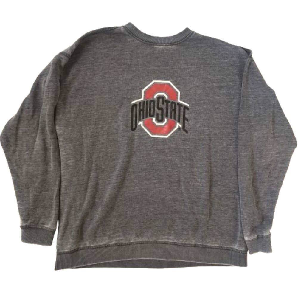 Chicka-d Ohio State Buckeyes Women's XL Gray Acid Wash Crewneck Sweatshirt NCAA